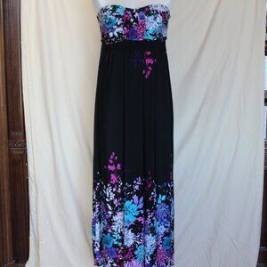 Torrid Black Floral Strapless Maxi Dress